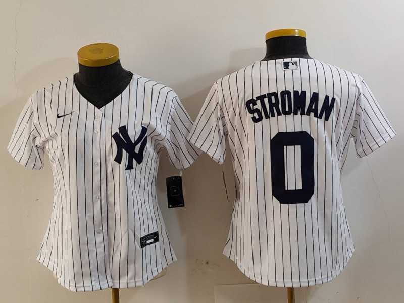 Womens New York Yankees #0 Marcus Stroman White Cool Base Stitched Jersey